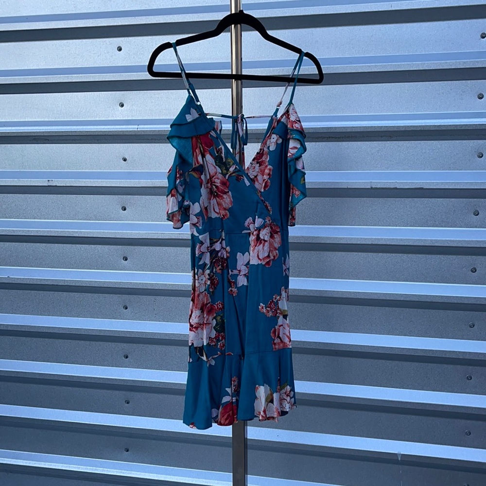 Band of Gypsies Floral Print with off-the-shoulder ruffle detail Mini Dress